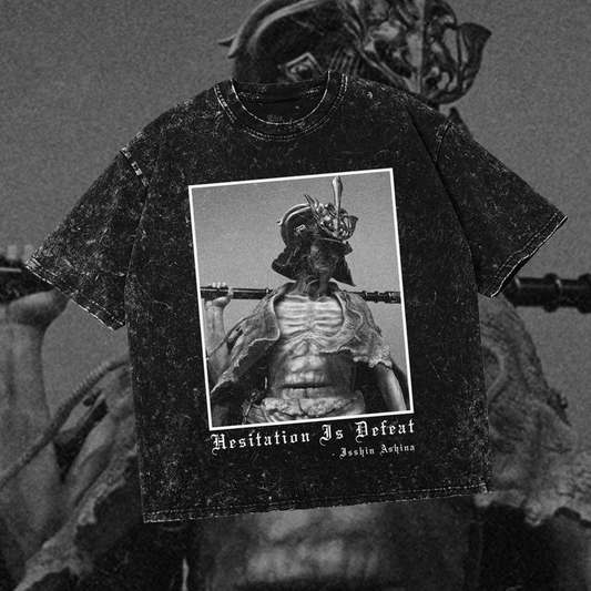 Hesitation Is Defeat | Isshin The Sword Saint | Oversized Gothic Soulsborne Shirt