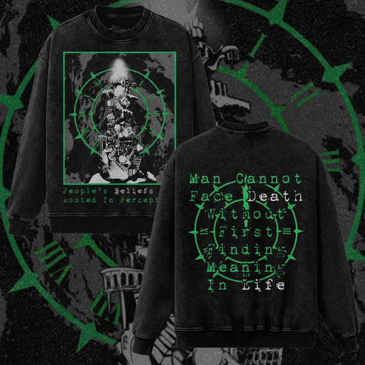People's Beliefs Are Rooted In Perception | Tartarus P3 | Retro RPG | Oversized Gothic Sweatshirt