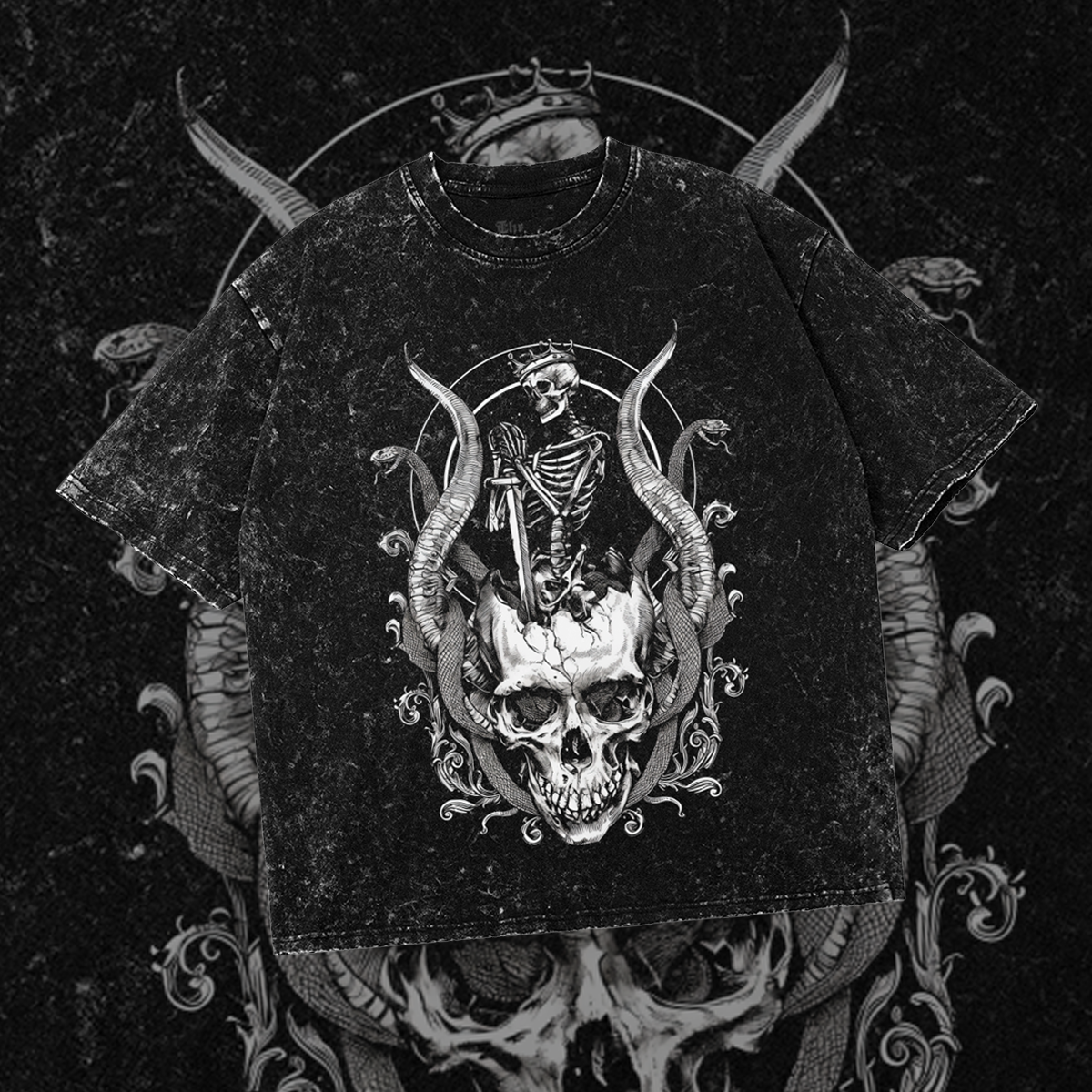 Horned Serpent Skull Knight | Oversized Gothic Shirt
